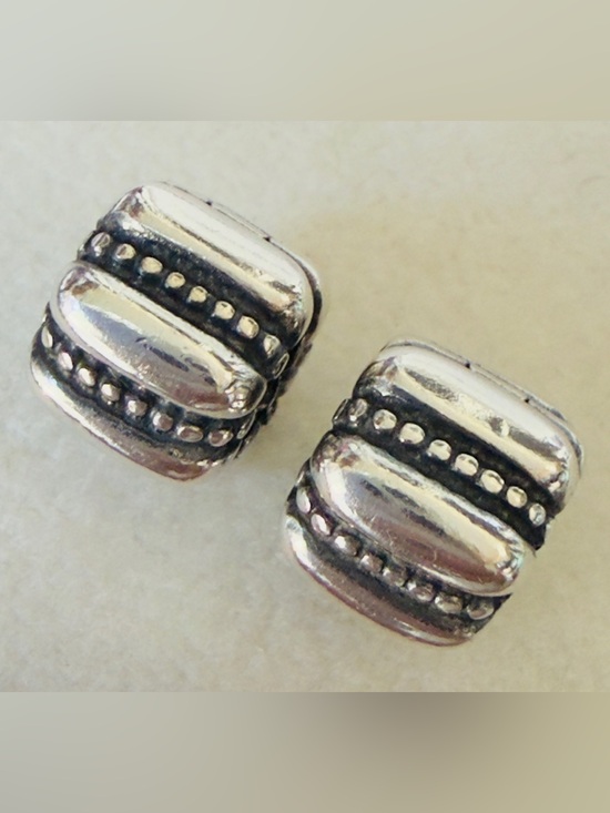 Pandora Jewelry - Pandora Sterling Silver Dots & Ridges Barrel Clips Charms 791011 PAIR❗️